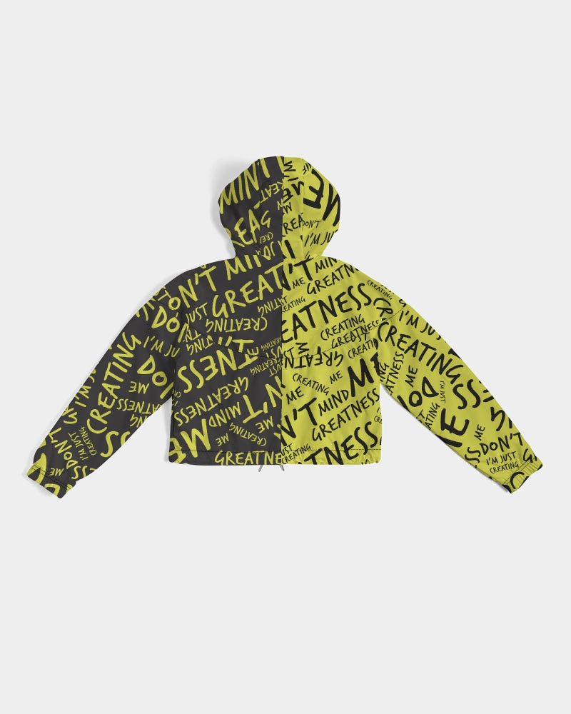 Black & Yellow Women's Cropped Windbreaker