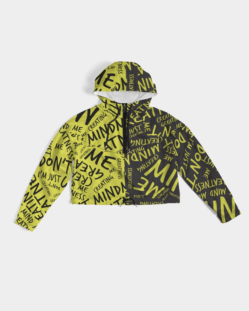 Black & Yellow Women's Cropped Windbreaker